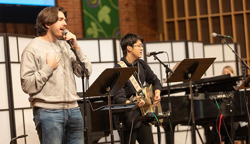 Student Worship band members help lead Chapel services